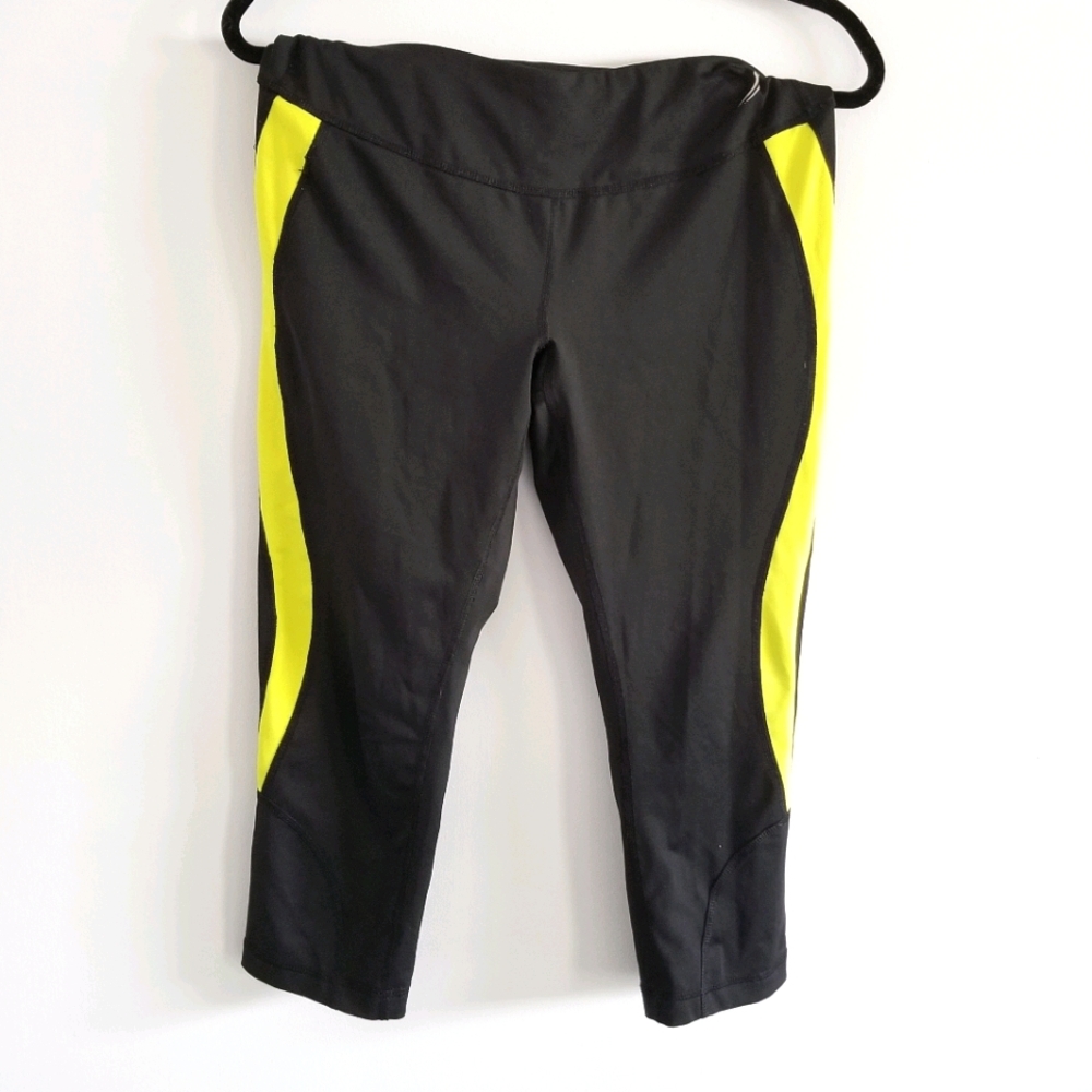 Exertek leggings with neon green stripe